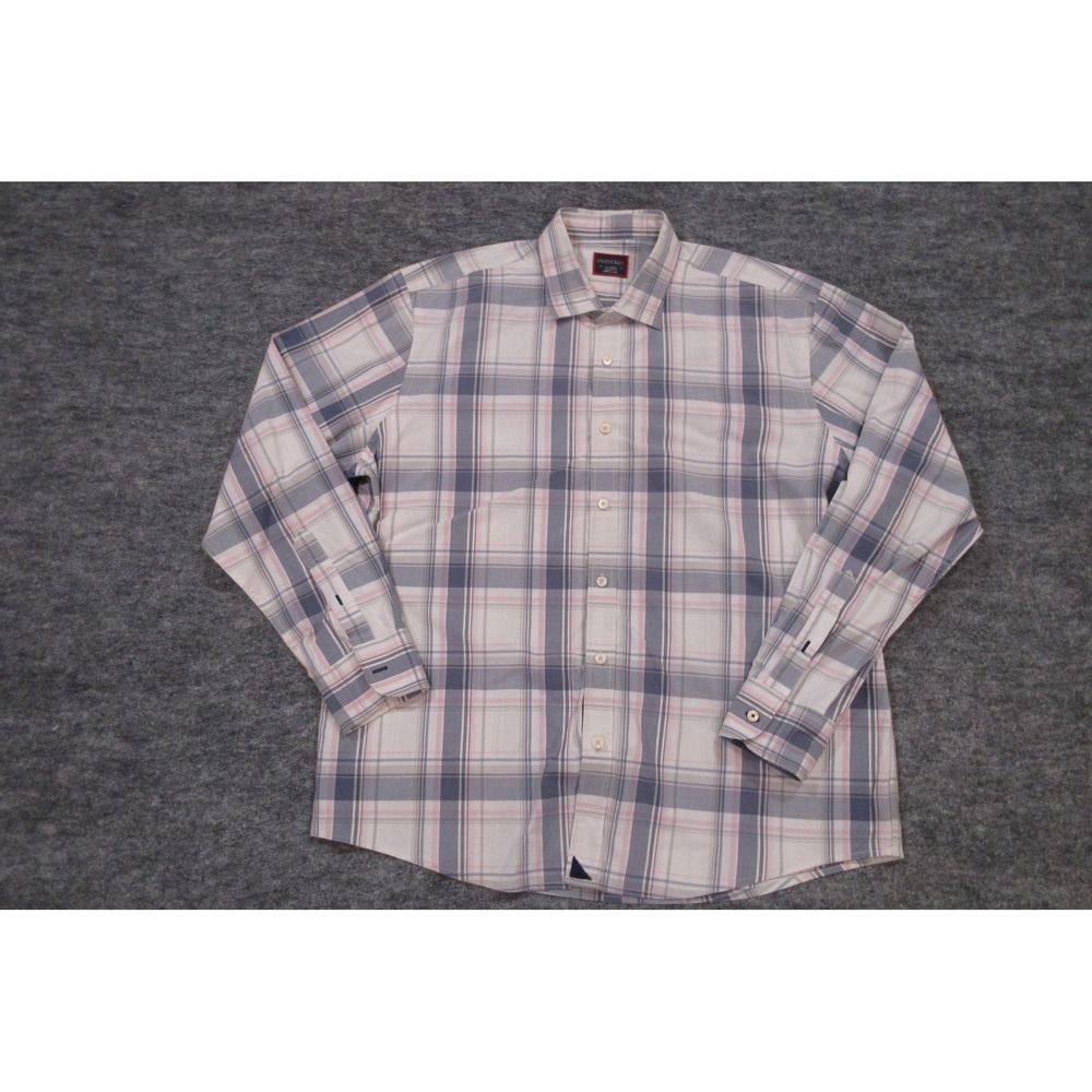 UNTUCKit Shirt Mens XL Gray Pink Plaid Long Sleeve Button Down Cotton Casual